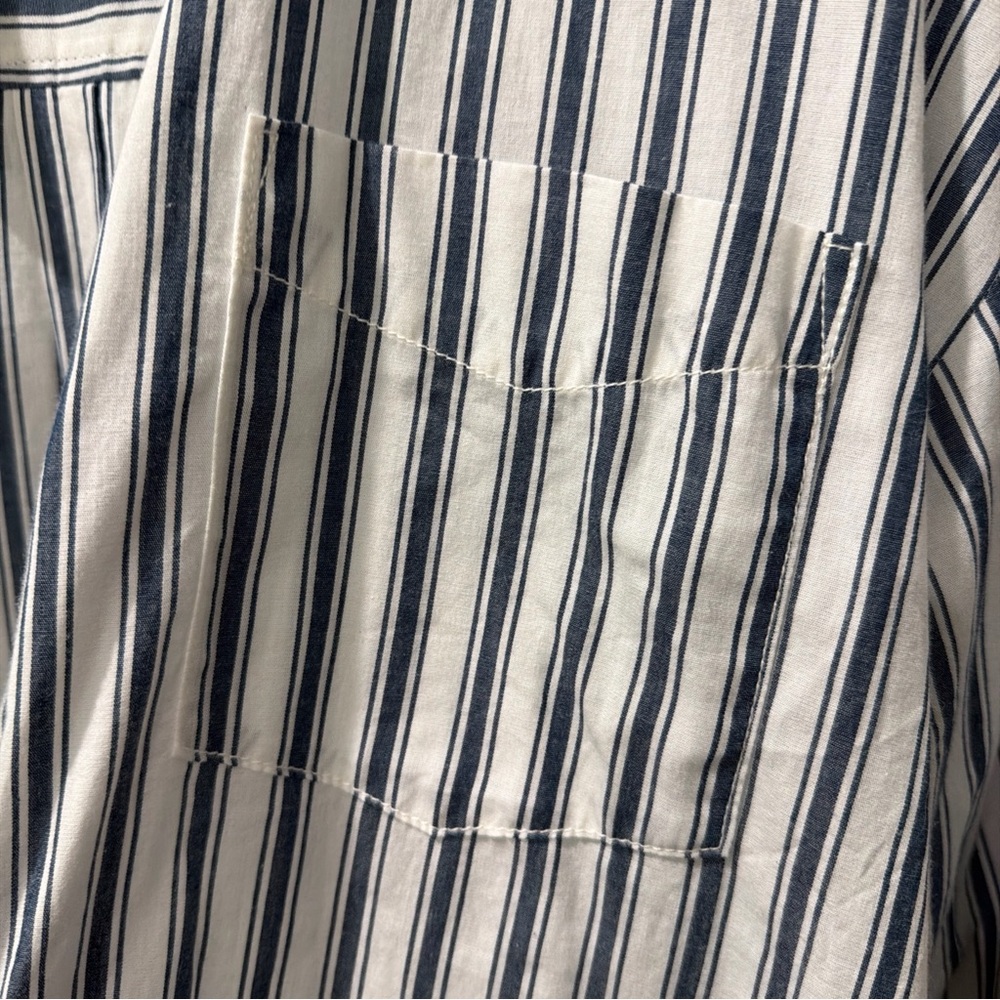Maeve Anthropologie Blue and White Striped Button Shirt minimalist classic - Picture 7 of 11